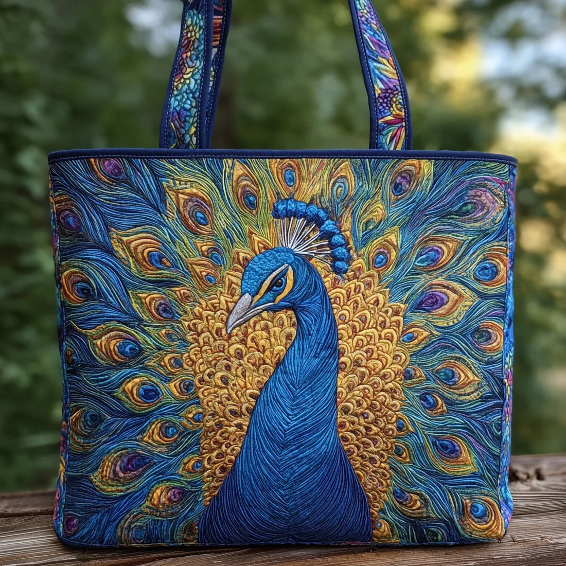 Handgefertigte Tasche mit Pfau