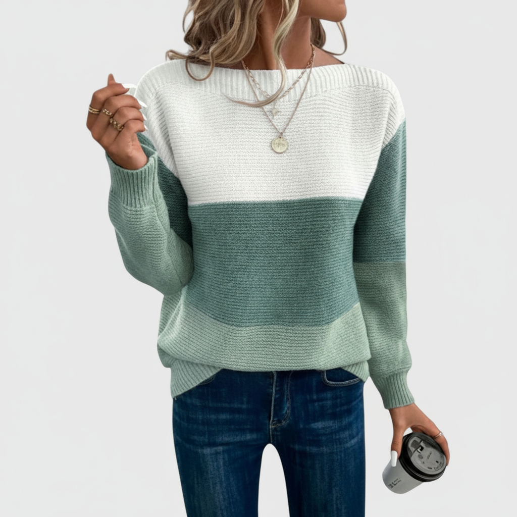 Maria – Trikolor-Patchwork-Pullover