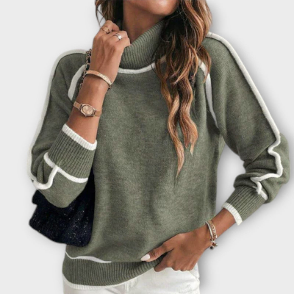 Christine – Luxuriöser olivgrüner Wollpullover