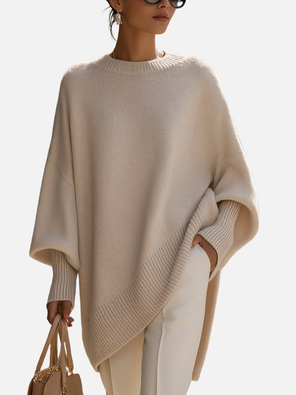 Anne | Weicher Oversized Poncho-Pullover aus Strick