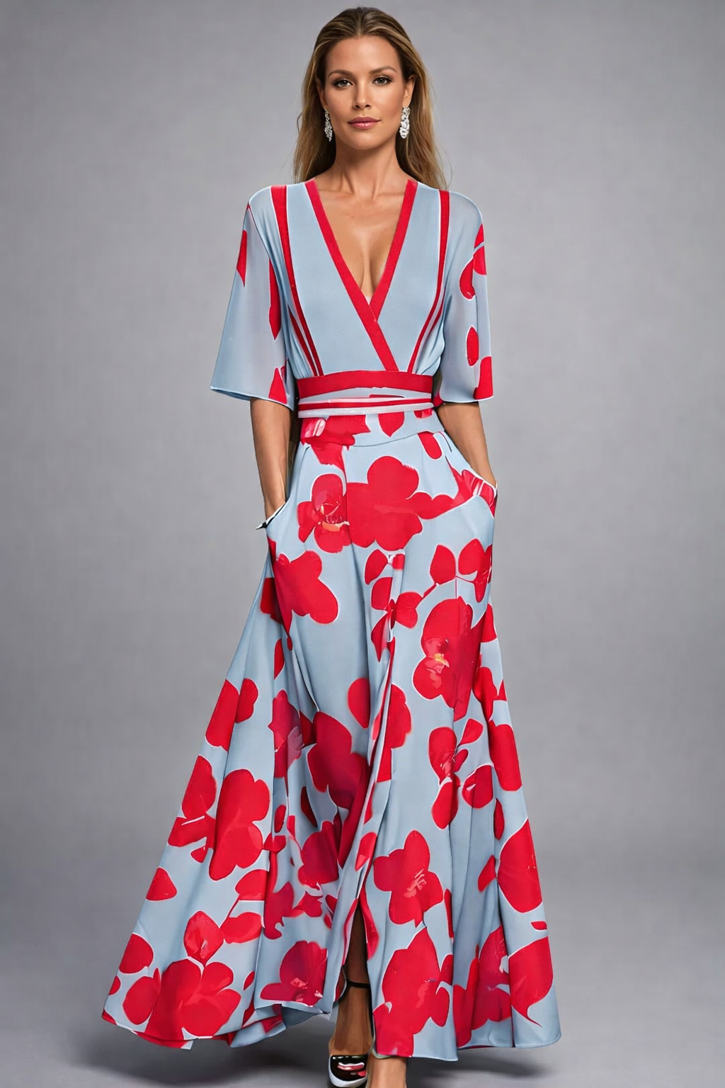 Elisa - Elegantes Wickel-Maxikleid mit Blumen