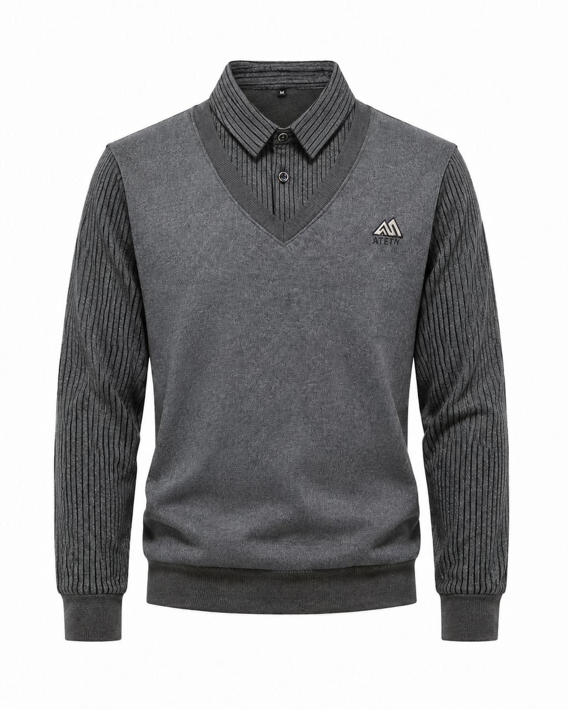 Herren 2-in-1 Pullover mit Hemdkragen und V-Ausschnitt | Valcor Zürich