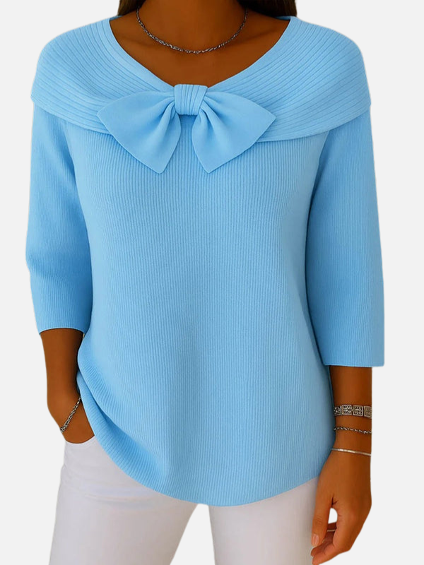 Lene | Blusa elegante a coste con fiocco