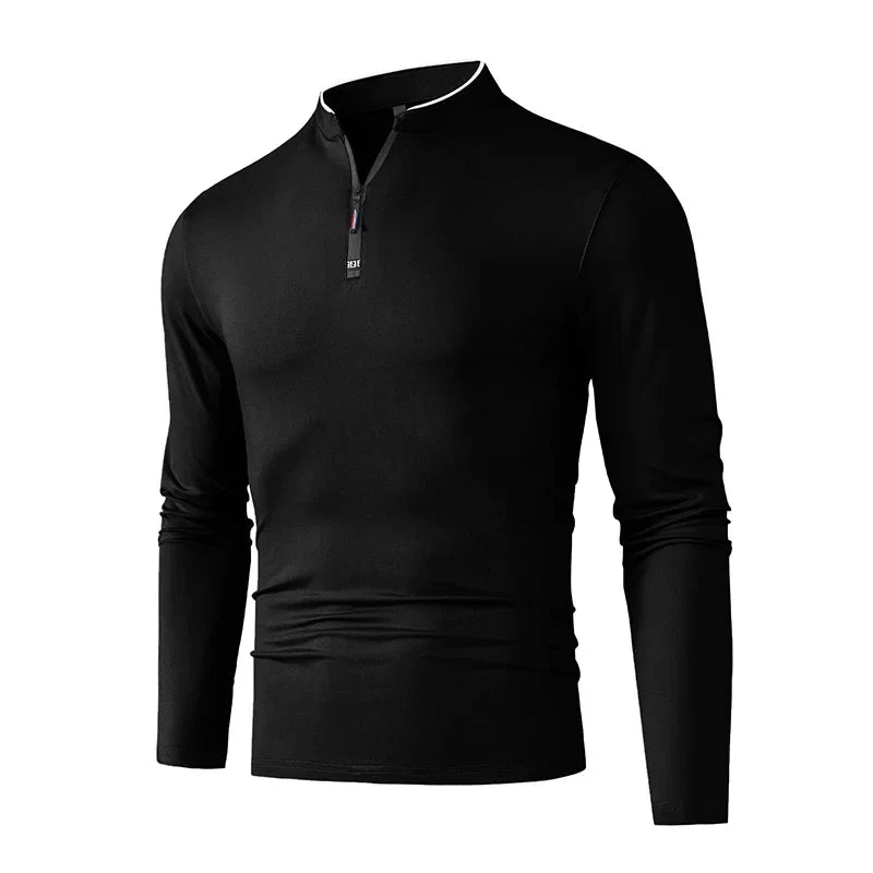 Herren Langarmshirt mit Stehkragen und Viertelreissverschluss | Valcor Zürich