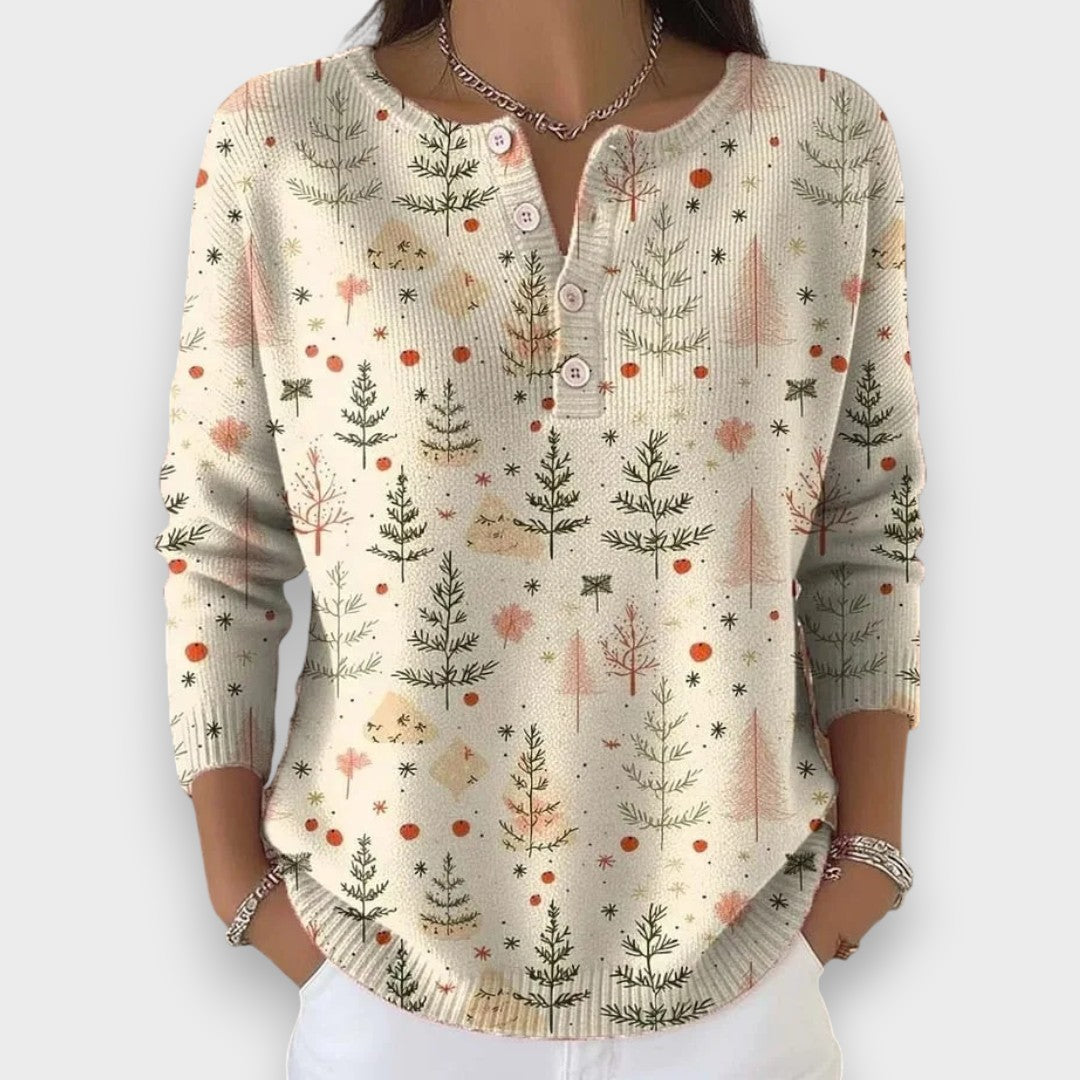Simona – Weihnachtspullover mit Knöpfen