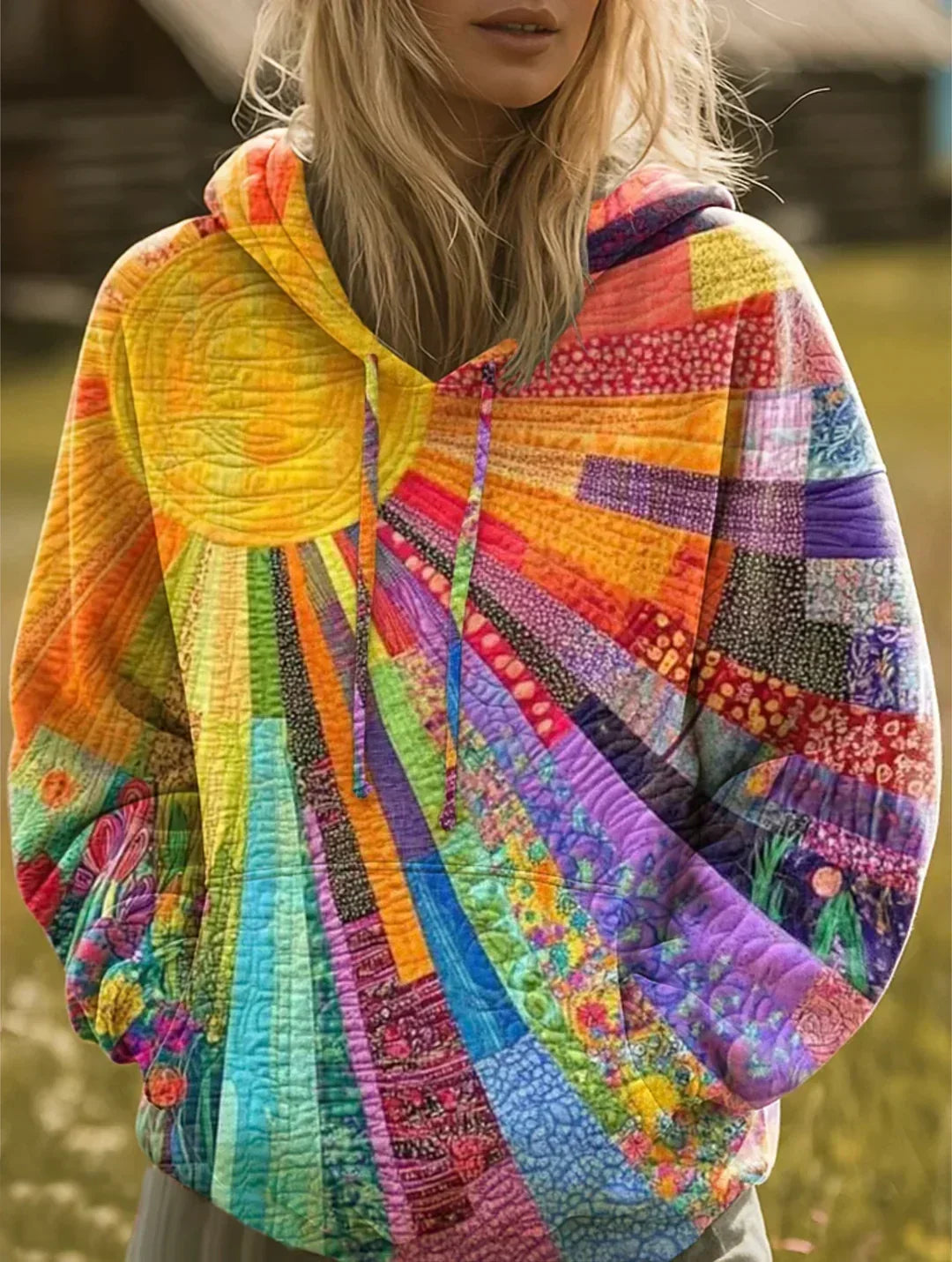 Aurora | Felpa con patchwork colorato