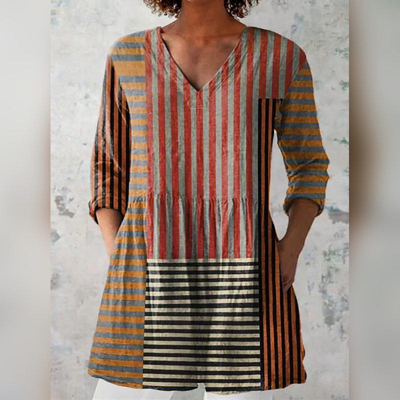 Cordelia | Lange Bluse mit V-Ausschnitt