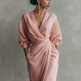 Robe longue en lin à col en V Rosen