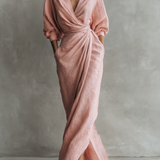 Robe longue en lin à col en V Rosen
