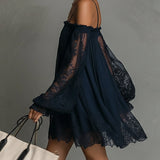 Noemi | Marineblaues Chiffon-Minikleid