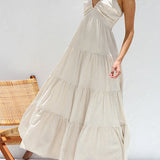 Juliet | Maxi abito con scollo a V e balze