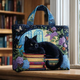 Borsa a tracolla con gatto nero fatta a mano