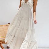 Juliet | Maxi abito con scollo a V e balze