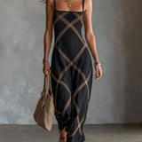 Renée – Robe géométrique noire et camel