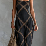 Renée – Robe géométrique noire et camel