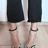 ZEBRA-PRINT PUMPS MIT KNÖCHELRIEMEN