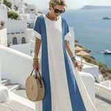 Soraya | Robe longue à manches courtes et blocs de couleurs
