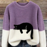 Belinda - Oversized Pullover mit Katzenmotiv