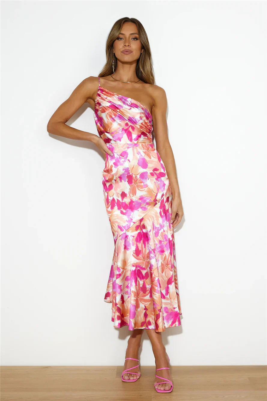 Eliza - Ein-Schulter Midi Kleid