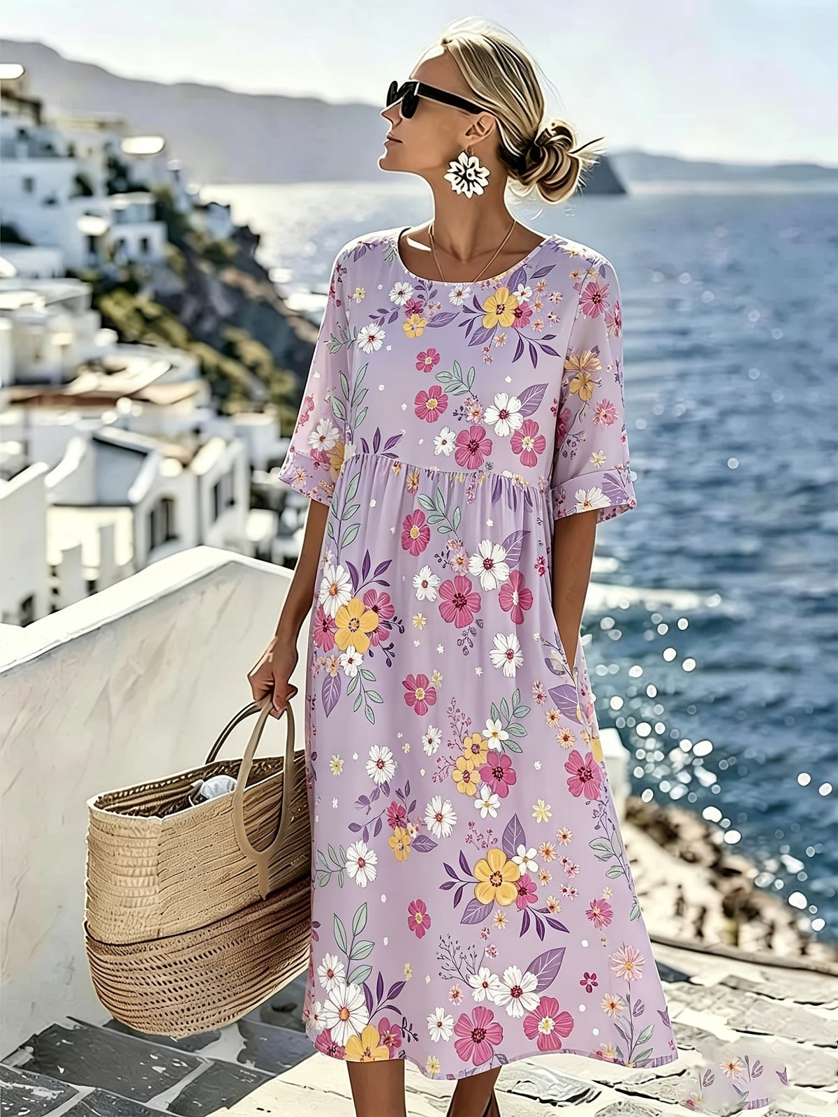 Amelia™ - Elegante abito midi floreale estivo