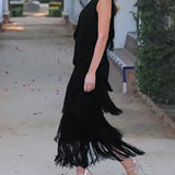 Lauren - Robe longue à franges