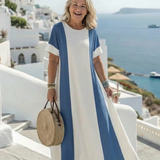 Soraya | Robe longue à manches courtes et blocs de couleurs