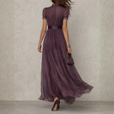 Vivienne | Maxikleid mit Spitzenbesatz aus Chiffon