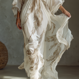 Morrisa - Maxikleid aus Chiffon in Elfenbein und Taupe