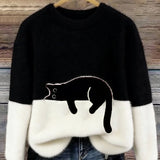 Belinda - Oversized Pullover mit Katzenmotiv