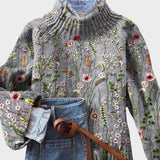 Marianne – Maglione vintage con motivo floreale e collo alto