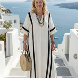 Elvienne | Robe longue à manches courtes avec rayures colorées