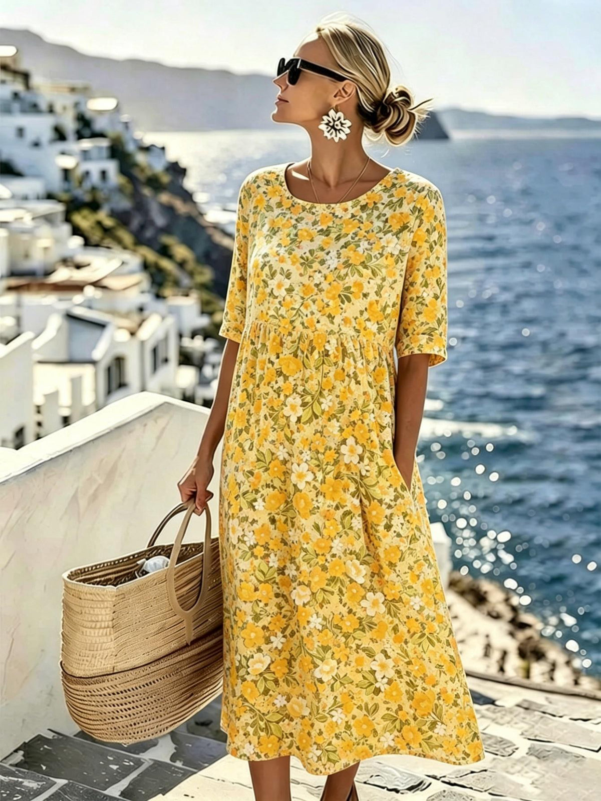Marigold™ | Abito midi a prato fiorito