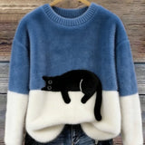 Belinda - Oversized Pullover mit Katzenmotiv