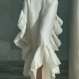 Sophie - Ivory Leinen Ärmelloses Maxikleid