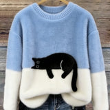 Belinda - Oversized Pullover mit Katzenmotiv