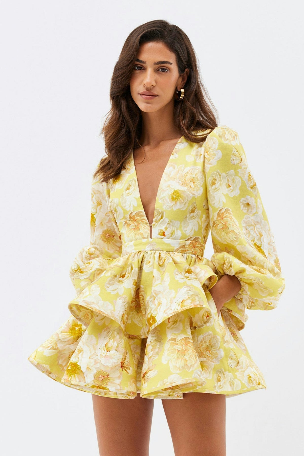 Raelynn - Florales Rüschenshirt Mini Kleid