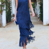 Lauren - Robe longue à franges