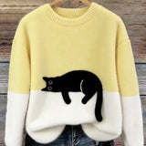 Belinda - Oversized Pullover mit Katzenmotiv