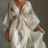 Morrisa - Maxikleid aus Chiffon in Elfenbein und Taupe