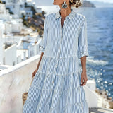 Marina™ | Küstenstreifen Tiered Shirtkleid