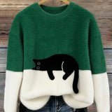 Belinda - Oversized Pullover mit Katzenmotiv