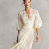 Sefa - Abito in chiffon trasparente avorio