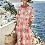 Poppy™ | Rosen Garten Gingham Midi Kleid