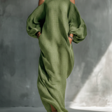 Georgina - Vestito lungo verde chiaro con scollo Bardot