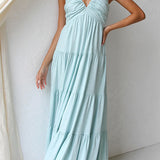 Juliet | Maxi abito con scollo a V e balze