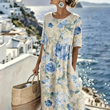Evie™ - Elegantes Blumenkleid für den Sommer in Midi-Länge