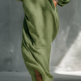 Georgina - Vestito lungo verde chiaro con scollo Bardot