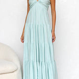 Juliet | Maxi abito con scollo a V e balze