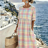 Maisie™ | Vestito midi pastello da picnic