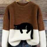 Belinda - Oversized Pullover mit Katzenmotiv